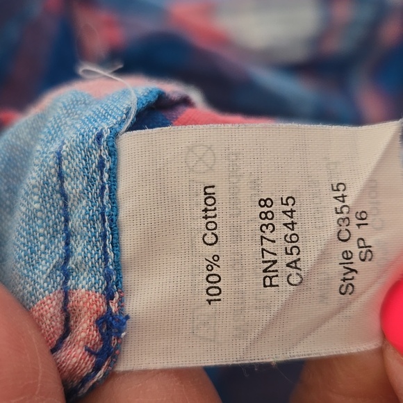 J. Crew | Blue & Pink Plaid Cotton Popover Long Sleeve Top Size Small - Picture 8 of 9